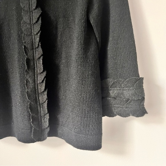 Anthropologie Moth Black Leaf Snap Front Cardigan - Picture 5 of 11